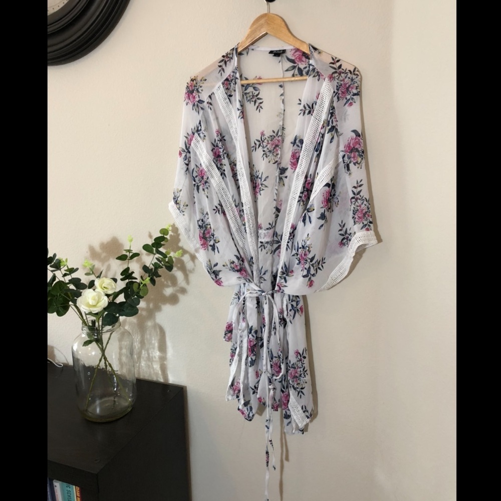 a.n.a. Floral and Lace Kimono/Swimsuit Coverup 3X